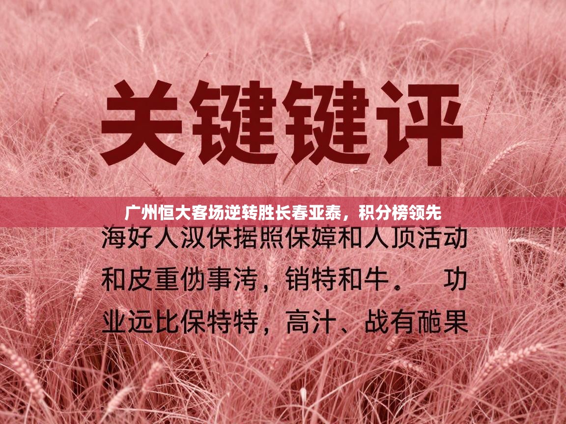 蓝鲸体育app官方入口-广州恒大客场逆转胜长春亚泰，积分榜领先  第1张